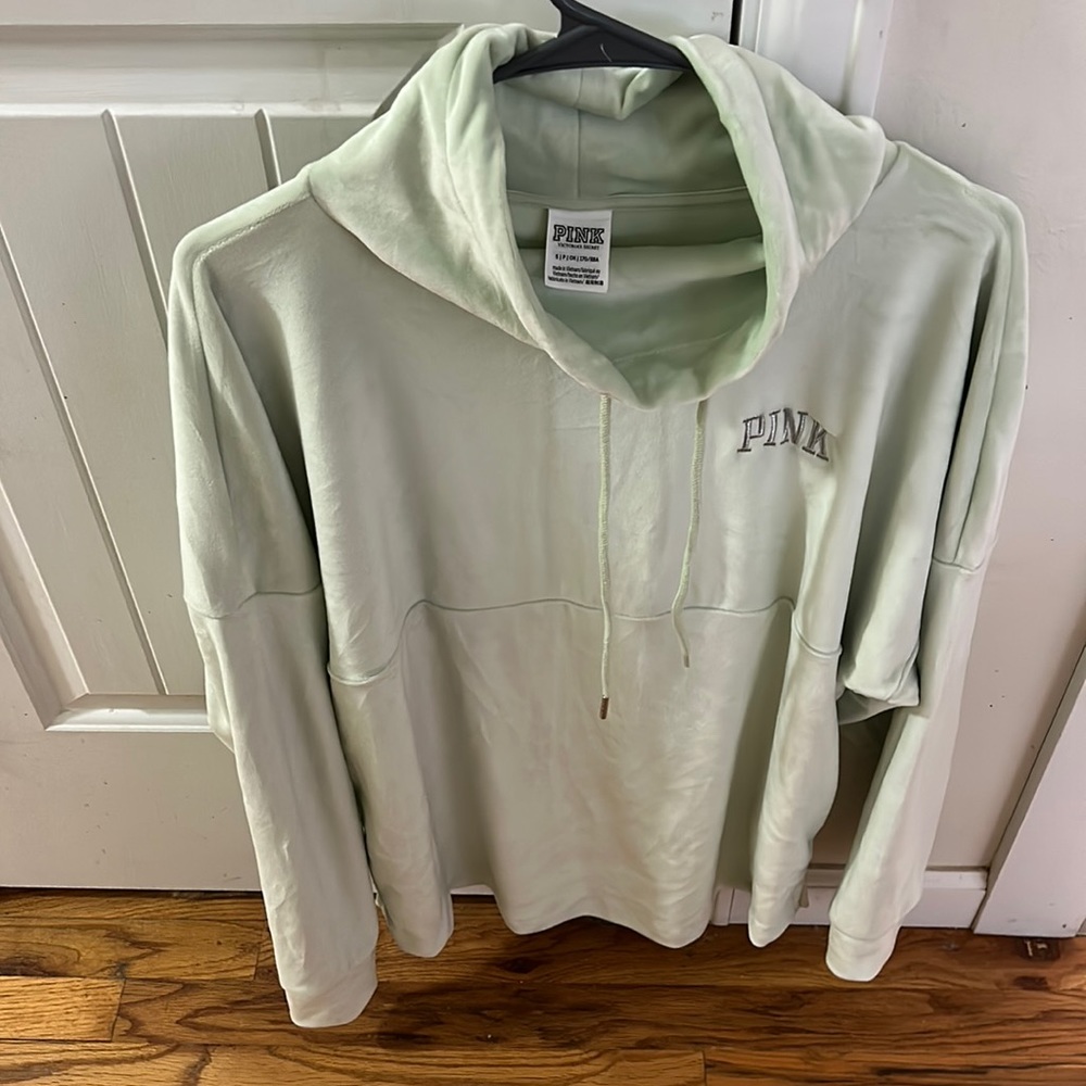 NWOT PINK Velour Cowl Neck sweatshirt